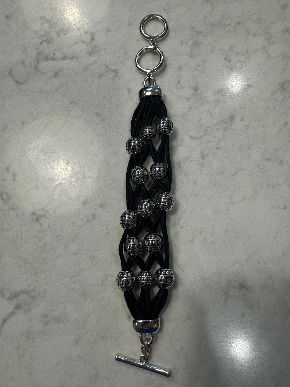 Black Braided Bead Toggle Bracelet - Women Accessories